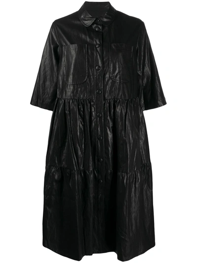 Neul Faux Leather Shirt Dress In Black