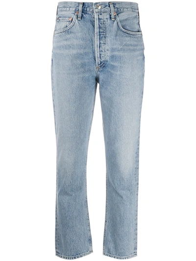 Agolde Cropped Skinny-fit Jeans In Blue