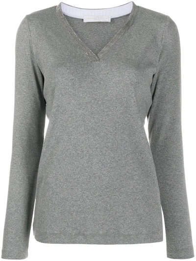 Fabiana Filippi V-neck Knit Jumper In Grey