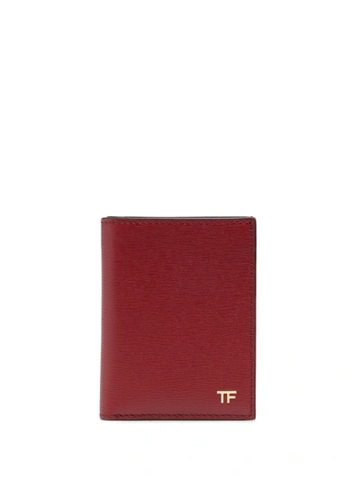 Tom Ford Bi-fold Logo Cardholder In Red