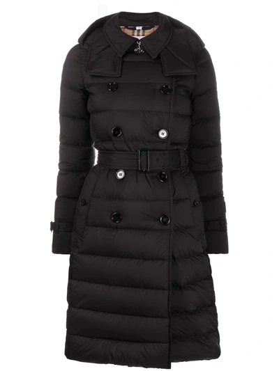 Burberry Double-breasted Padded Coat In Schwarz