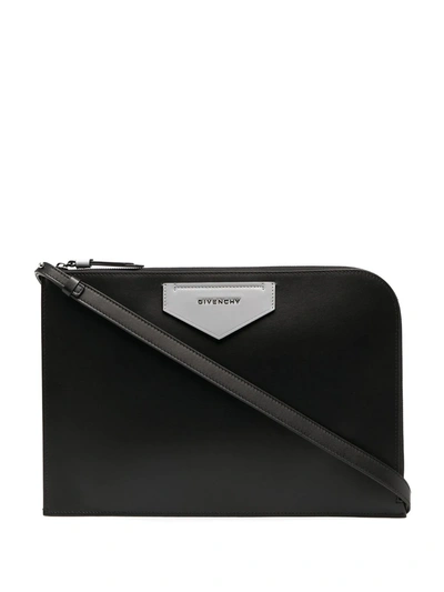 Givenchy Logo Plaque Clutch Bag In Black