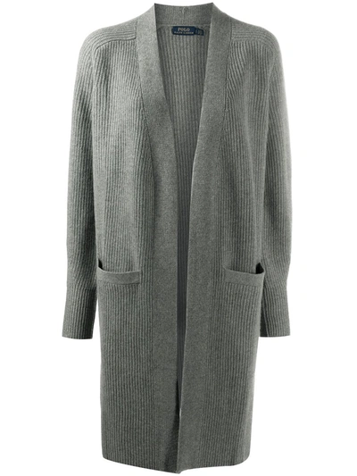 Polo Ralph Lauren Ribbed Cashmere Cardigan In Grey