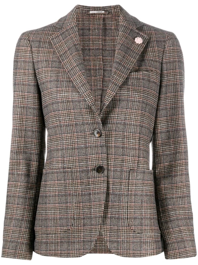 Lardini Brown And Grey Wool Blend Blazer