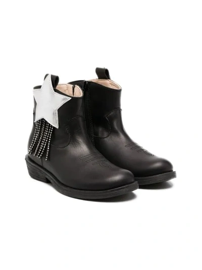 Florens Teen Star Western Ankle Boots In Black