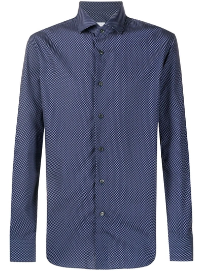 Xacus Micro Floral Print Shirt In Blue