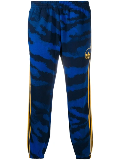 Adidas Originals Tiger Print Track Trousers In Blue