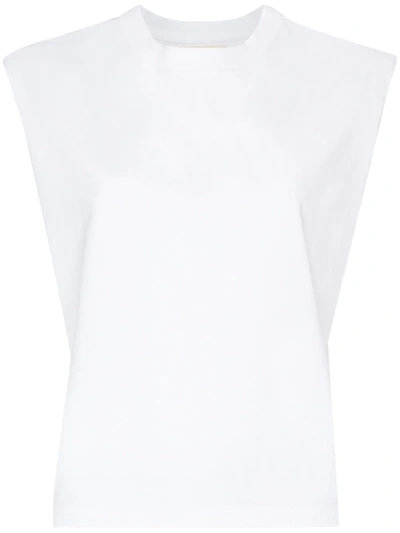 Jeanerica Jade Shoulder Pads Tank Top In White