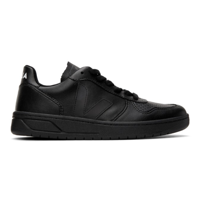 Veja Black V-10 Leather Sneakers In Black