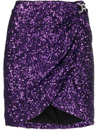 Amen Sequin-embellished Mini Skirt In Purple