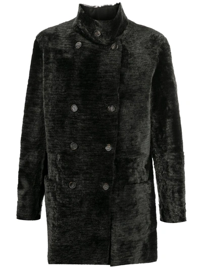 Giorgio Armani Black Shearling Mutton Coat