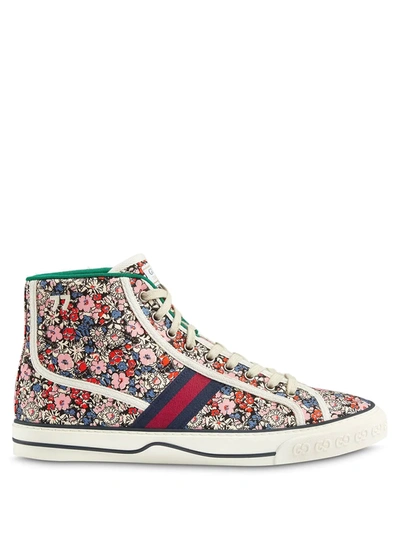 Gucci Tennis 1977 Liberty London High-top Sneakers In Pink
