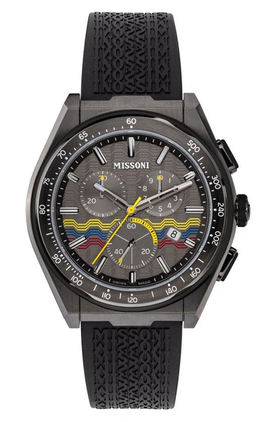 Missoni M331 Chronograph Rubber Strap Watch, 44.5mm In Gunmetal / Gray