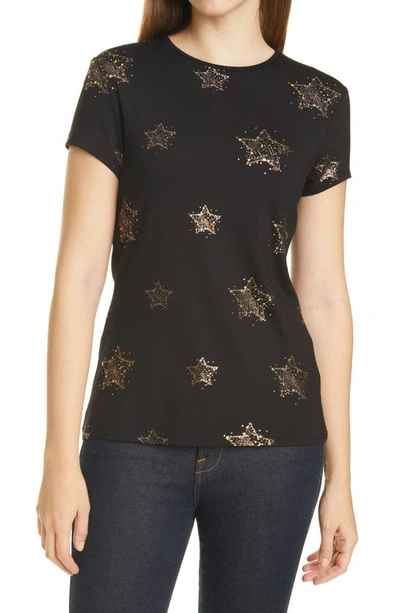 Ted Baker Metallic Star Fitted Tee In Black