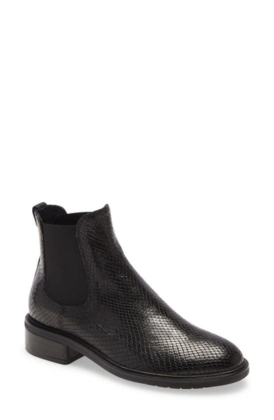 Agl Attilio Giusti Leombruni Chelsea Boot In Black Pressed Snake Leather