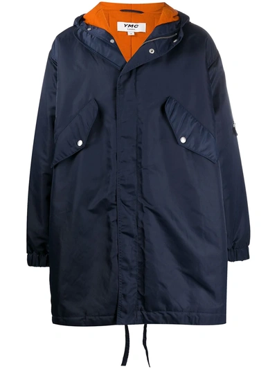 Ymc You Must Create Hooded Parka Coat In Blue