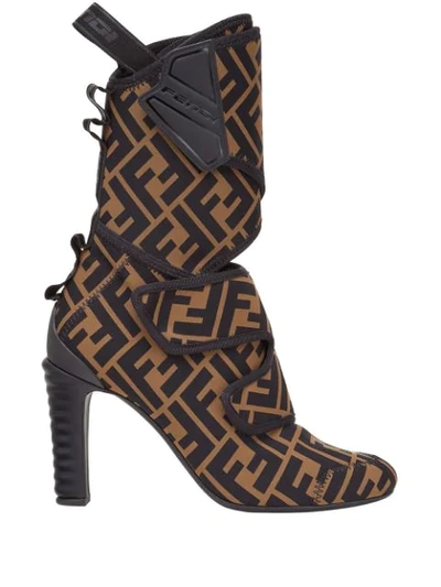 Fendi Ff Promenade Ankle Boots In Brown,black