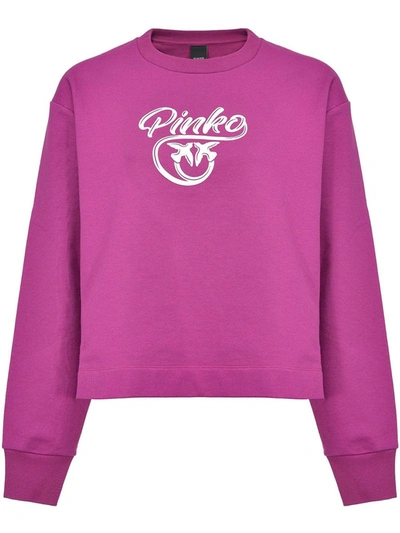 Pinko Logo-print Crew-neck Sweatshirt In Pink