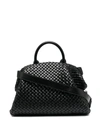 Bottega Veneta The Handle Intrecciato Leather Tote In Black