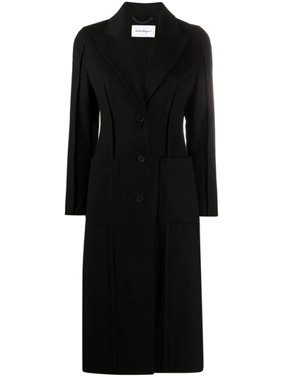 Ferragamo Single-breasted Coat In Black
