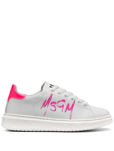 Msgm Logo Print Trainers In White