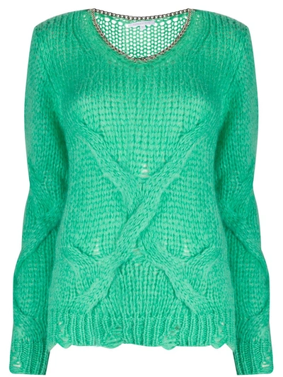 Patrizia Pepe Fine-knit Long-sleeve Jumper In Green