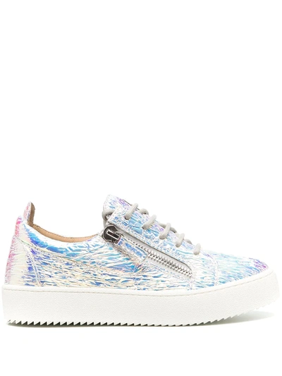 Giuseppe Zanotti Platform Holographic Effect Sneakers In Neutrals