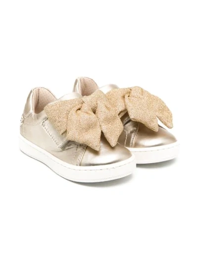 Florens Kids' Bow-detail Low Top Trainers In Metallic