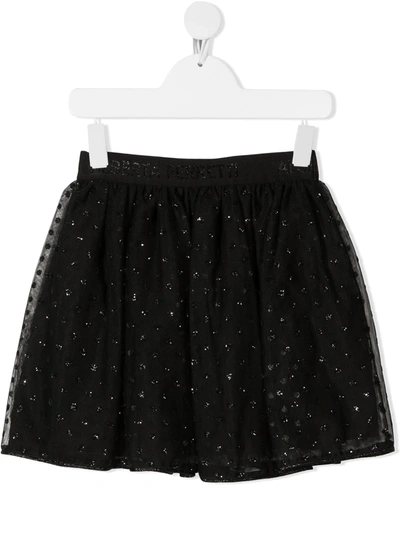 Alberta Ferretti Kids' Glitter Polka Dot Tutu Skirt In Black