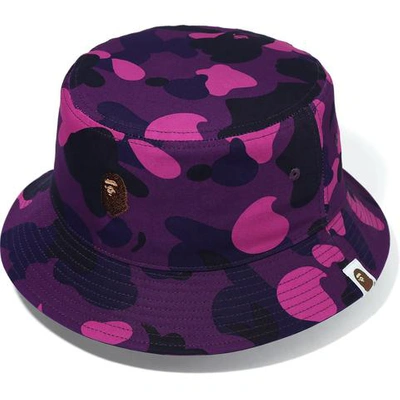 Pre-owned Bape  Color Camo Bucket Hat Purple