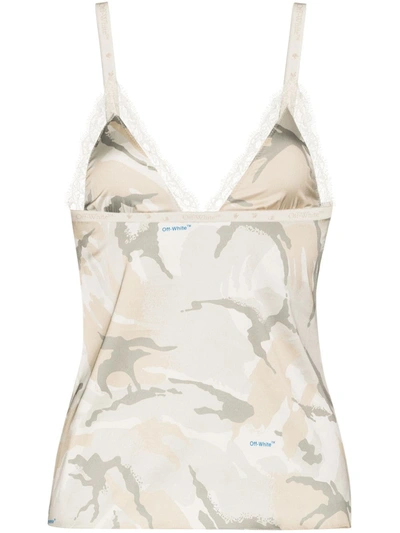 Off-white X Browns 50 Lace Trim Camouflage Print Camisole In Neutrals