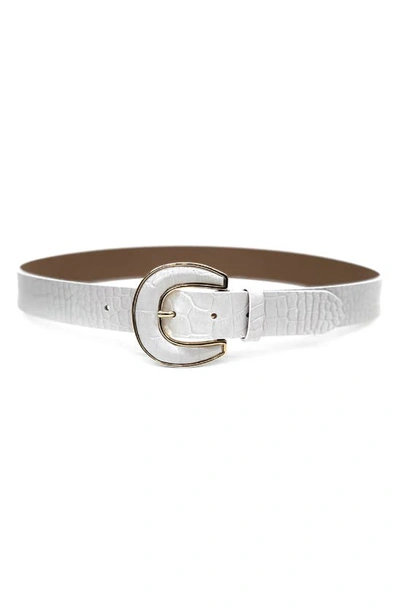 B-low The Belt Palmer Croc Embossed Leather Belt In Gesso/ Gold