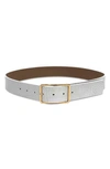 B-low The Belt Milla Croc Embossed Leather Belt In Gesso/ Gold