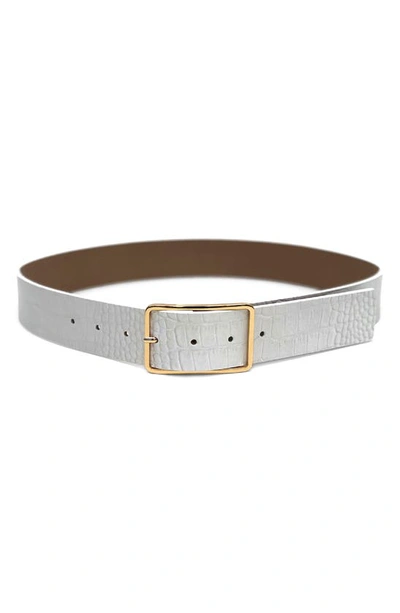 B-low The Belt Milla Croc Embossed Leather Belt In Gesso/ Gold