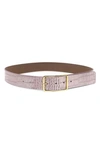 B-low The Belt Milla Croc Embossed Leather Belt In Lilac/ Gold