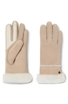 Ugg Seamed Touchscreen Compatible Genuine Shearling Lined Gloves In Sand