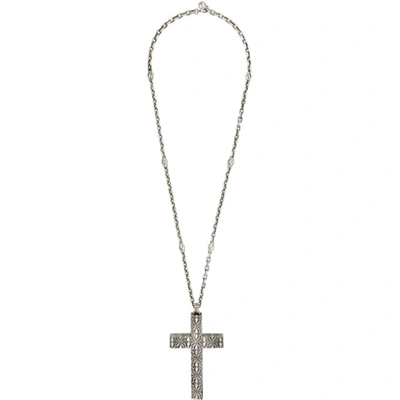 Gucci Silver Cross Necklace In 0728 Silver