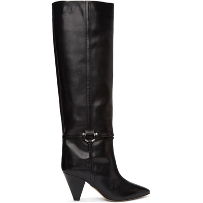 Isabel Marant Learl High Heels Boots In Black Leather In 01bk Black