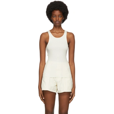 Erl Off-white Ribbed Tank Top In 6 Cream