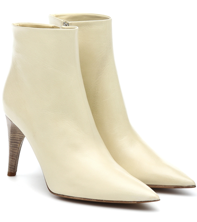 Jil Sander Pointed Leather Ankle Boots In Beige