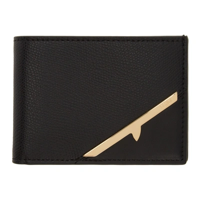 Fendi Black & Gold Corner Bugs Bifold Wallet In F0kur Black