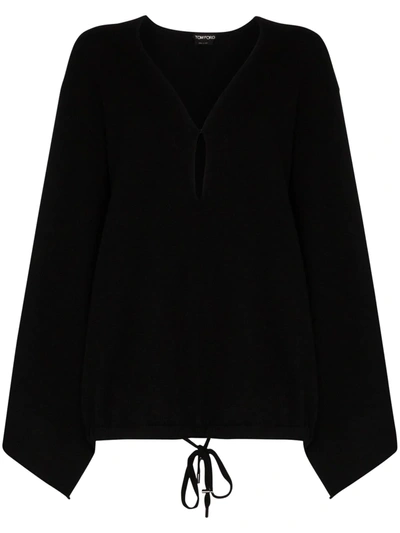 Tom Ford Cashmere Kimono-sleeve Sweater In Black
