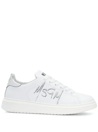 Msgm Spray-effect Logo Low-top Trainers In White