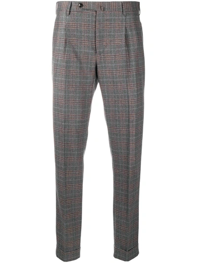 Pt01 Tapered Check Trousers In Grey