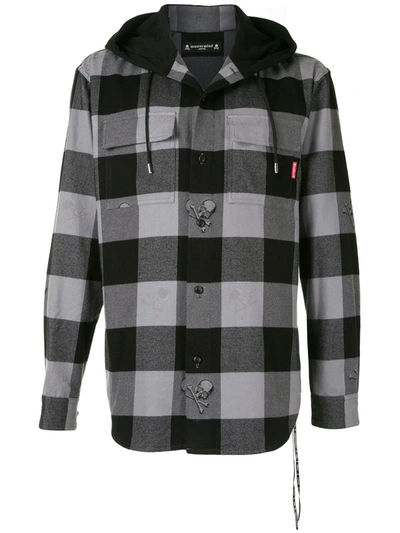 Mastermind Japan Hooded Checked Cotton Shirt In Grey