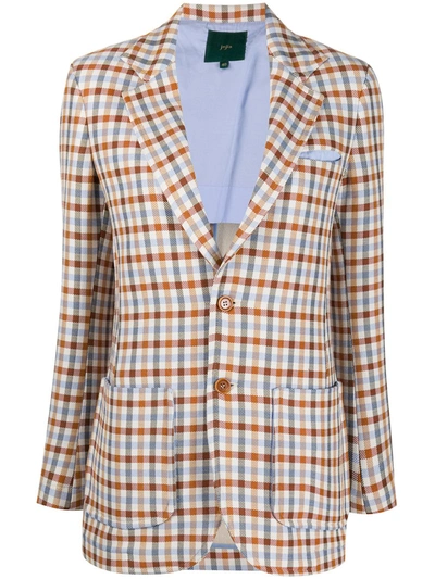 Jejia Long-sleeved Gingham Check Blazer In Neutrals