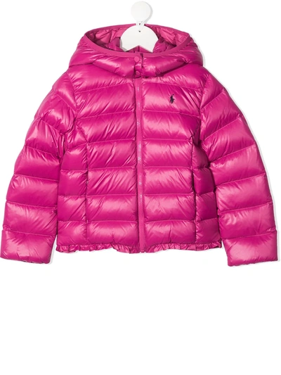 Ralph Lauren Kids' Padded Zip-up Down Jacket In Pink