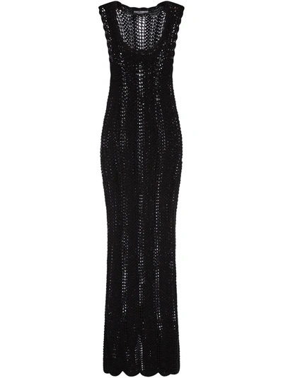 Dolce & Gabbana Crochet-knit Maxi Dress In Black