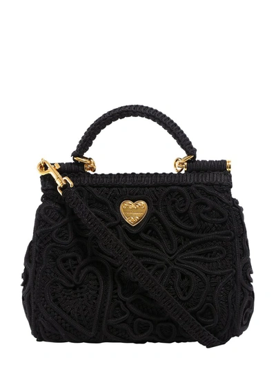 Dolce & Gabbana Devotion Lace Shoulder Bag In Black