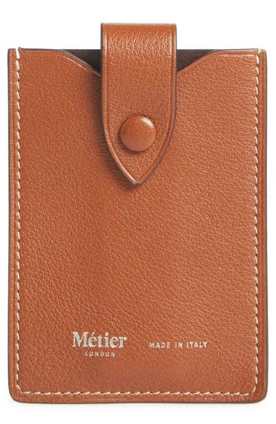 Metier Small Leather Card Case In Cognac